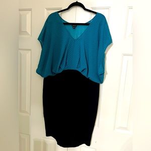 Torrid teal, polka dot, pencil dress size 2